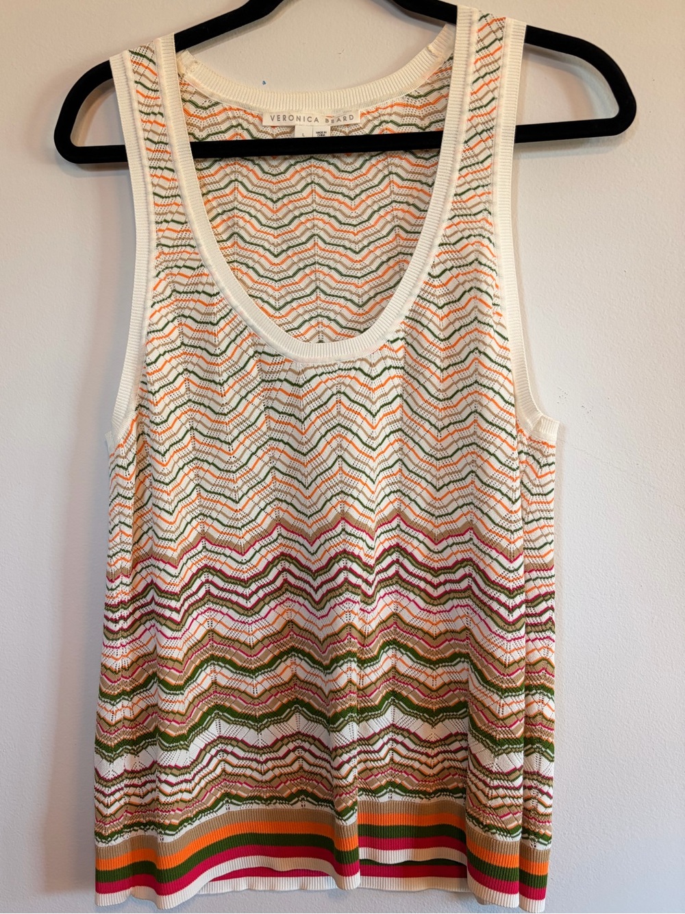 Veronica Beard Cream Multicolor Wave Knit Tank - Picture 6 of 10